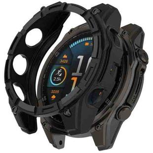 For Garmin Fenix 8 AMOLED 51mm Armor Hollow TPU Half Coverage Watch Protective Case(Black)