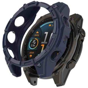 For Garmin Fenix 8 AMOLED 51mm Armor Hollow TPU Half Coverage Watch Protective Case(Midnight Blue)