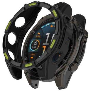 For Garmin Fenix 8 AMOLED 47mm Armor Hollow TPU Half Coverage Watch Protective Case(Black Green)