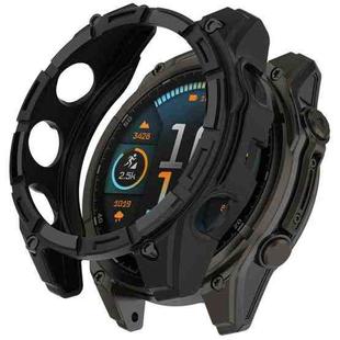 For Garmin Fenix 8 AMOLED 47mm Armor Hollow TPU Half Coverage Watch Protective Case(Black)