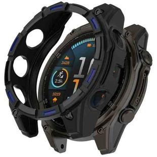 For Garmin Fenix 8 AMOLED 43mm Armor Hollow TPU Half Coverage Watch Protective Case(Black Blue)