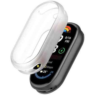 For Xiaomi Mi Band 8 NFC Glossy Surface Silicone Watch Protective Case(Transparent White)