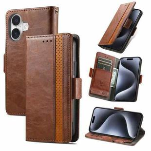 For iPhone 16 CaseNeo Splicing Dual Magnetic Buckle Leather Phone Case(Brown)