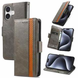 For iPhone 16 CaseNeo Splicing Dual Magnetic Buckle Leather Phone Case(Gray)