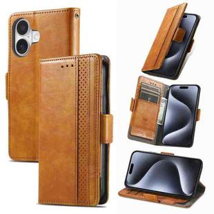 For iPhone 16 CaseNeo Splicing Dual Magnetic Buckle Leather Phone Case(Khaki)