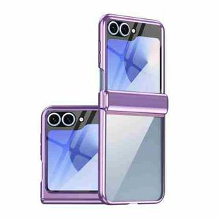 For Samsung Galaxy Z Flip6 Plating Transparent Folding Hinged Phone Case(Purple)