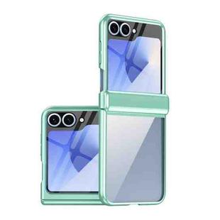 For Samsung Galaxy Z Flip5 Plating Transparent Folding Hinged Phone Case(Green)