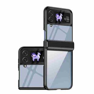 For Samsung Galaxy Z Flip4 Plating Transparent Folding Hinged Phone Case(Black)