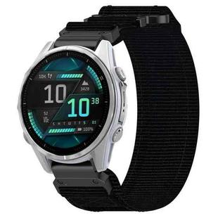 For Garmin Fenix 8 AMOLED 43mm Nylon Hook and Loop Fastener 20mm Quick Release Watch Band(Black)