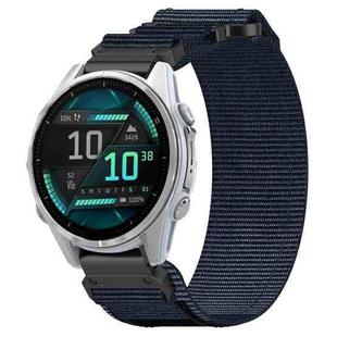 For Garmin Fenix 8 AMOLED 43mm Nylon Hook and Loop Fastener 20mm Quick Release Watch Band(Blue)