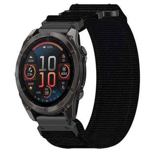 For Garmin Fenix 8 AMOLED 47mm Nylon Hook and Loop Fastener 22mm Quick Release Watch Band(Black)