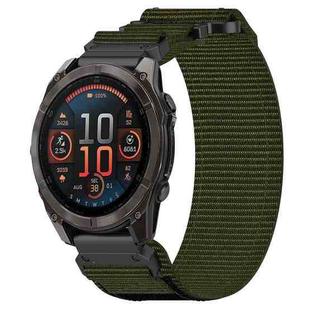 For Garmin Fenix 8 AMOLED 47mm Nylon Hook and Loop Fastener 22mm Quick Release Watch Band(Army Green)