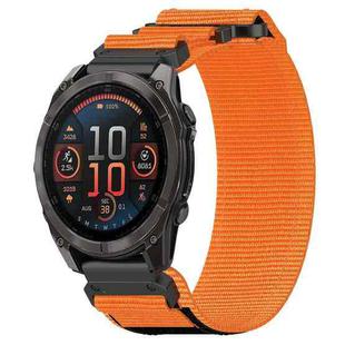 For Garmin Fenix 8 AMOLED 51mm Nylon Hook and Loop Fastener 26mm Quick Release Watch Band(Orange)