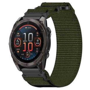 For Garmin Fenix 8 AMOLED 51mm Nylon Hook and Loop Fastener 26mm Quick Release Watch Band(Army Green)