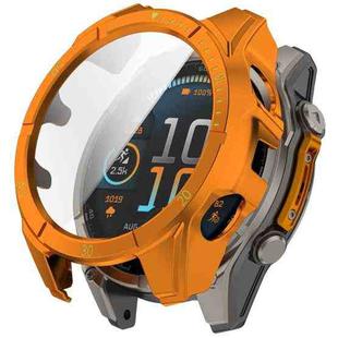 For Garmin Fenix 8 AMOLED 43mm Tempered Glass Film Integrated PC Watch Case(Orange Green)