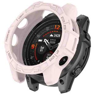 For Garmin Fenix E 47mm Armor Hollow TPU Half Coverage Watch Protective Case(Light Pink)