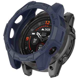 For Garmin Fenix E 47mm Armor Hollow TPU Half Coverage Watch Protective Case(Midnight Blue)