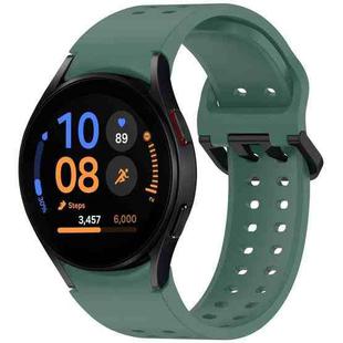 For Samsung Galaxy Watch FE 40mm Diplopore Button Quick Release Silicone Watch Band(Dark Green)