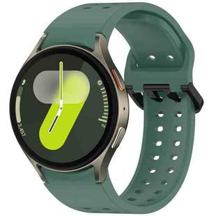 For Samsung Galaxy Watch 7 40 / 44mm Diplopore Button Quick Release Silicone Watch Band(Dark Green)