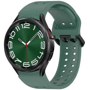 For Samsung Galaxy Watch 6 Classic 43 / 47mm Diplopore Button Quick Release Silicone Watch Band(Dark Green)