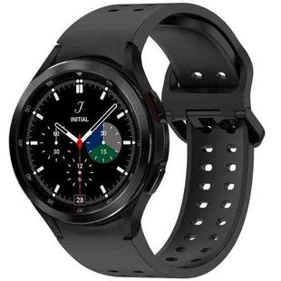 For Samsung Galaxy Watch 4 Classic 42 / 46mm Diplopore Button Quick Release Silicone Watch Band(Black)