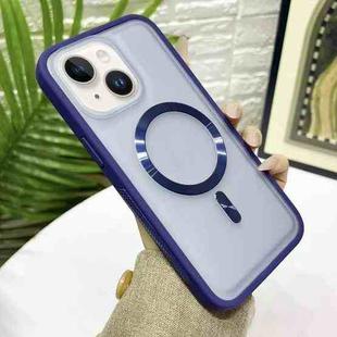 For iPhone 14 Plus / 15 Plus Bread 3 in 1 MagSafe Acrylic Hybrid Silicone Phone Case(Dark Blue)