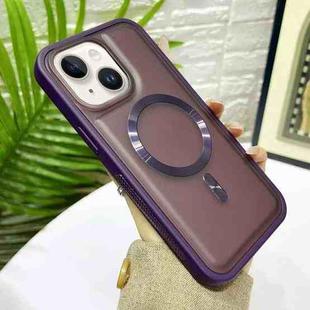 For iPhone 14 Plus / 15 Plus Bread 3 in 1 MagSafe Acrylic Hybrid Silicone Phone Case(Dark Purple)