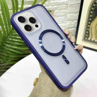 For iPhone 14 Pro Bread 3 in 1 MagSafe Acrylic Hybrid Silicone Phone Case(Dark Blue)