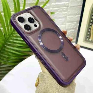 For iPhone 14 Pro Max Bread 3 in 1 MagSafe Acrylic Hybrid Silicone Phone Case(Dark Purple)