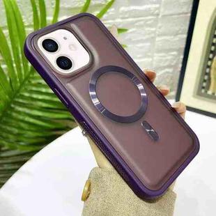 For iPhone 12 / 12 Pro Bread 3 in 1 MagSafe Acrylic Hybrid Silicone Phone Case(Dark Purple)