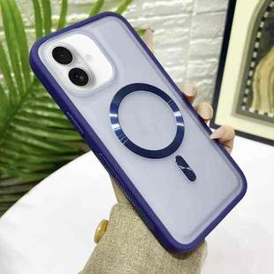 For iPhone 16 Bread 3 in 1 MagSafe Acrylic Hybrid Silicone Phone Case(Dark Blue)