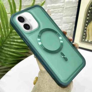 For iPhone 16 Plus Bread 3 in 1 MagSafe Acrylic Hybrid Silicone Phone Case(Green)