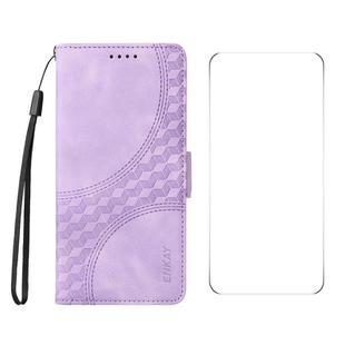 For Samsung Galaxy A56 ENKAY Embossed Rhombus Starry Leather Phone Case with Screen Film(Purple)