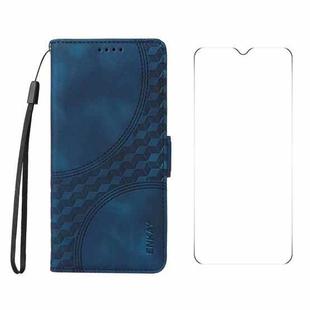 For Honor X6b ENKAY Embossed Rhombus Starry Leather Phone Case with Screen Film(Blue)