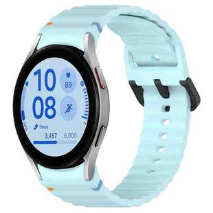 For Samsung Galaxy Watch FE 40mm Wavy Grain Stitched Black Buckle Silicone Watch Band(Light Blue)