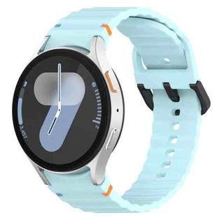 For Samsung Galaxy Watch 7 40 / 44mm Wavy Grain Stitched Black Buckle Silicone Watch Band(Light Blue)