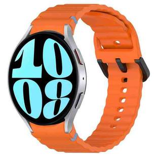 For Samsung Galaxy Watch 6 40 / 44mm Wavy Grain Stitched Black Buckle Silicone Watch Band(Orange)