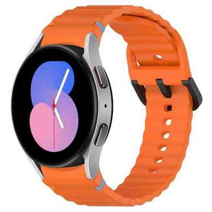 For Samsung Galaxy Watch 5 40 / 44mm Wavy Grain Stitched Black Buckle Silicone Watch Band(Orange)