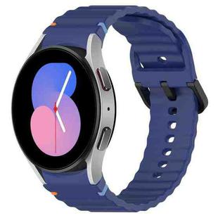 For Samsung Galaxy Watch 5 40 / 44mm Wavy Grain Stitched Black Buckle Silicone Watch Band(Midnight Blue)