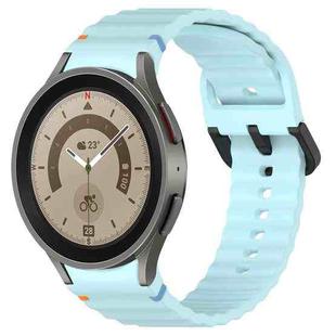 For Samsung Galaxy Watch 5 Pro Wavy Grain Stitched Black Buckle Silicone Watch Band(Light Blue)