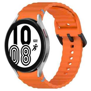 For Samsung Galaxy Watch 4 40 / 44mm Wavy Grain Stitched Black Buckle Silicone Watch Band(Orange)