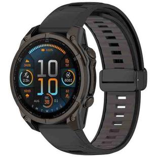 For Garmin Fenix 8 AMOLED 51mm Two Color Magnetic Silicone Watch Band(Black+Gray)