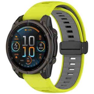 For Garmin Fenix 8 AMOLED 51mm Two Color Magnetic Silicone Watch Band(Lime+Gray)