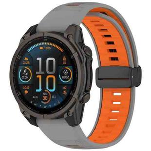 For Garmin Fenix 8 AMOLED 51mm Two Color Magnetic Silicone Watch Band(Gray+Orange)