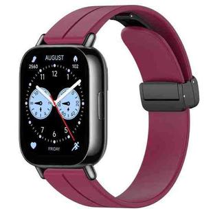 For Redmi Watch 5 Lite Folding Magnetic Buckle Silicone Watch Band(Wine Red)