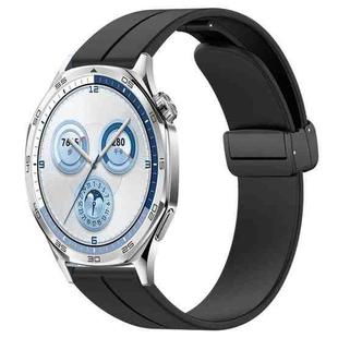 For Huawei Watch GT5 46mm Folding Magnetic Buckle Silicone Watch Band(Black)