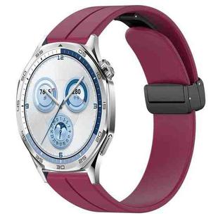 For Huawei Watch GT5 46mm Folding Magnetic Buckle Silicone Watch Band(Wine Red)