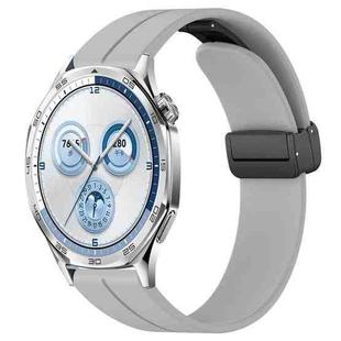 For Huawei Watch GT5 46mm Folding Magnetic Buckle Silicone Watch Band(Light Gray)