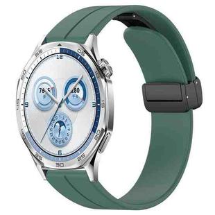 For Huawei Watch GT5 46mm Folding Magnetic Buckle Silicone Watch Band(Dark Green)