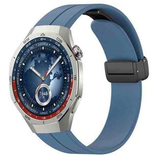 For Huawei Watch GT5 Pro 46mm Folding Magnetic Buckle Silicone Watch Band(Dark Blue)